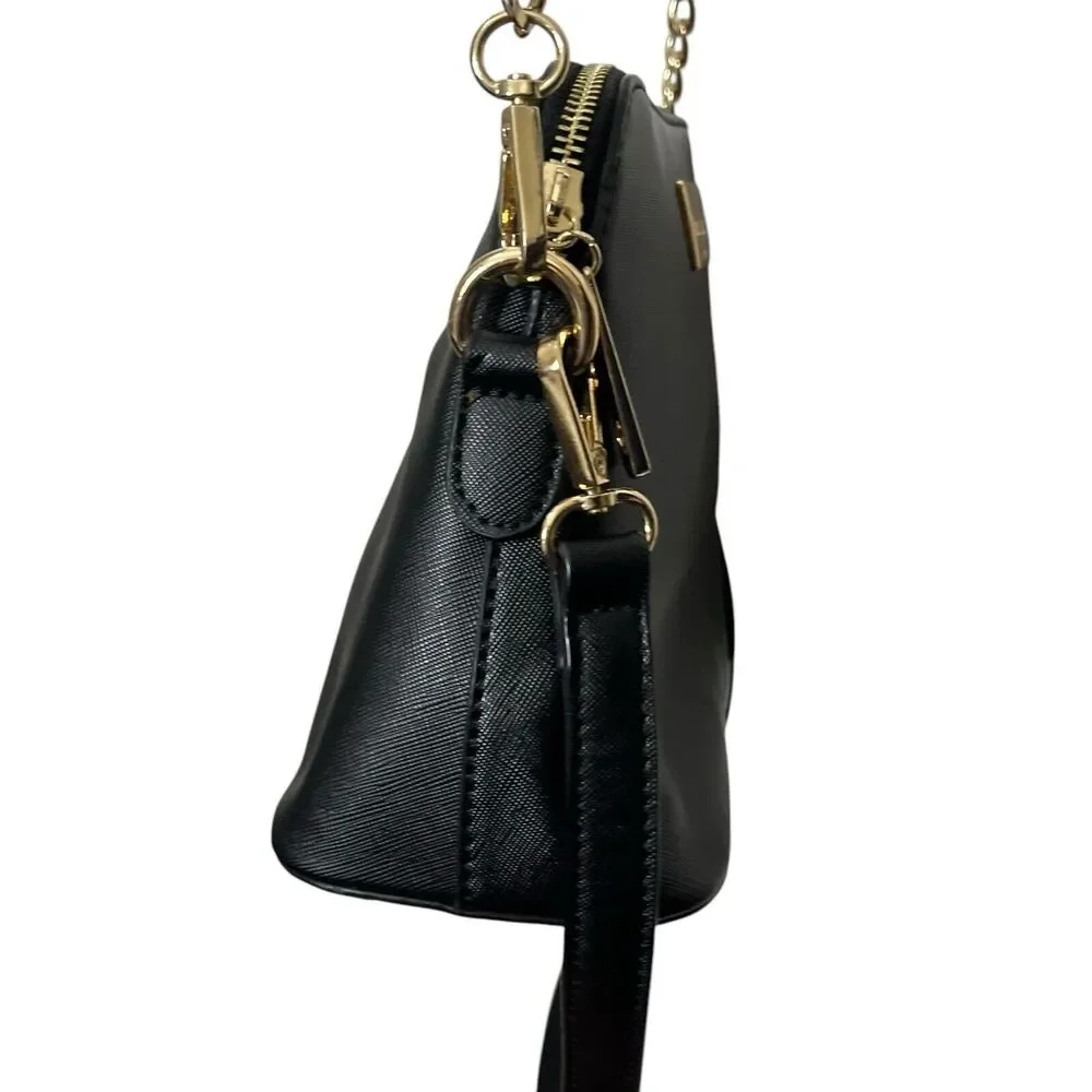 Kate Spade Crossbody Bag Black Saffiano‎ Leather Adjustable Strap Structured